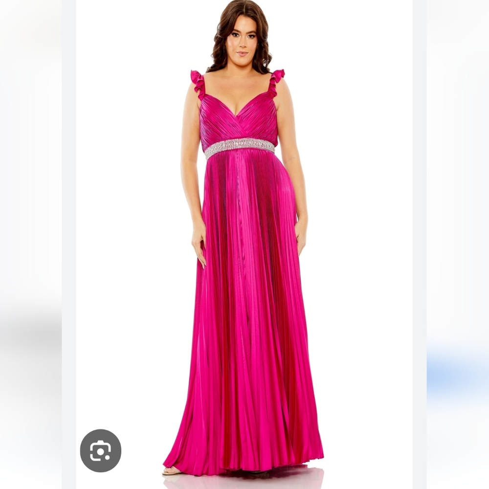 Mac‎ Duggal Gown, Pink Magenta, Rhinestone Waist Detail, Pleated, Size 20W, NEW!